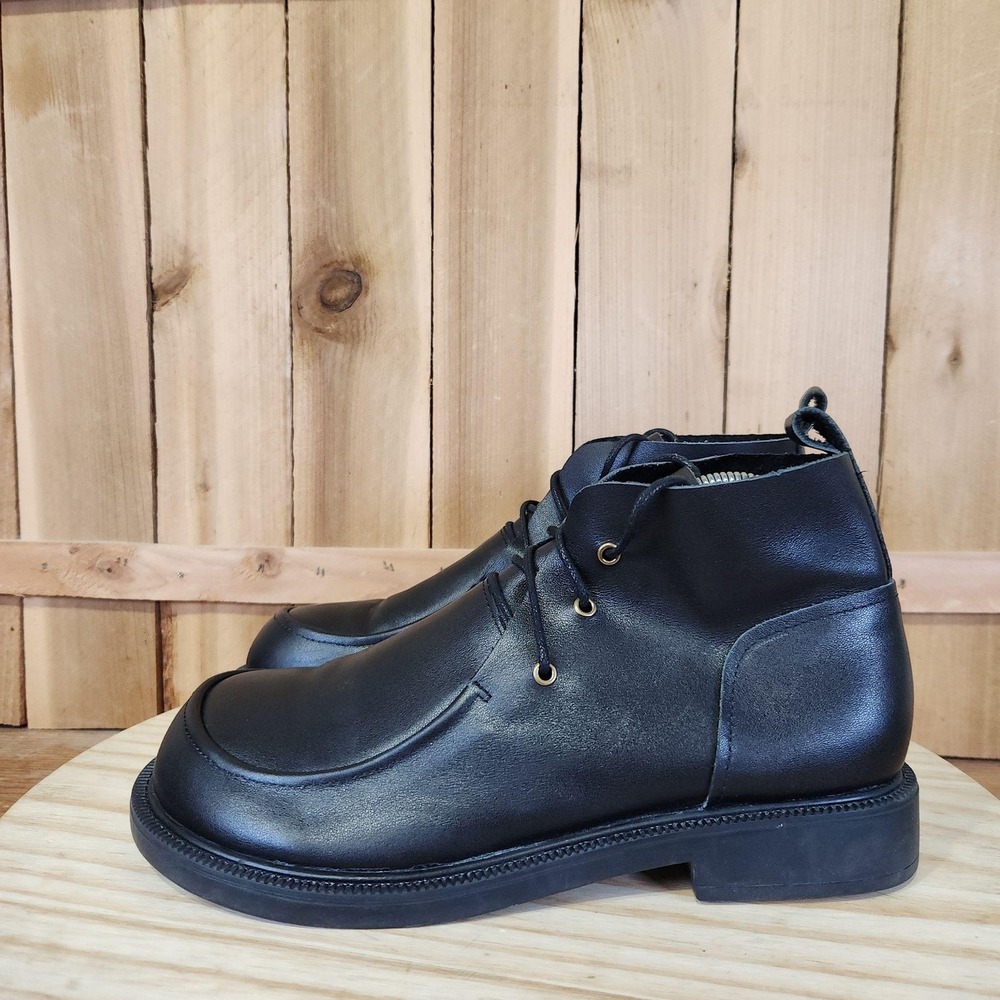 Dwarves Ankle Boots Womens 10.5 EU 41 Black Leather Lace Up Oxford Wide Toe Box